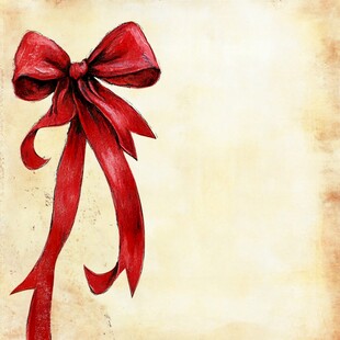 复古风红色蝴蝶结插画