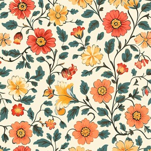 复古花卉无缝图案设计