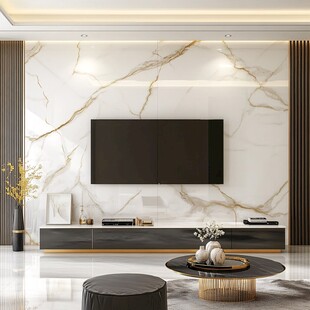 现代轻奢风大理石电视背景墙