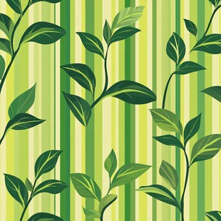 绿叶条纹清新无缝图案