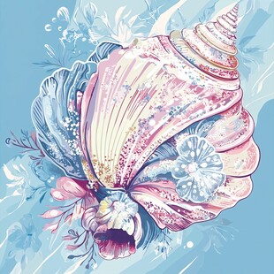 梦幻贝壳插画 海洋浪漫风