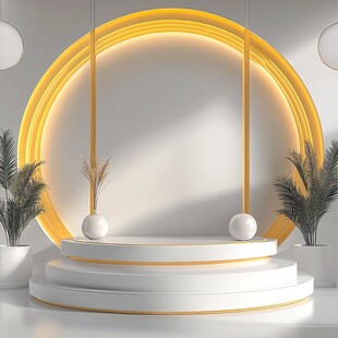 简约金色环形展台场景