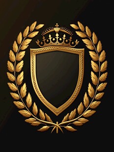 金色盾牌桂冠标志图案