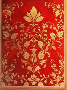 红色背景金色精美花纹图案