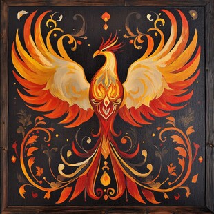 火焰凤凰华丽艺术插画