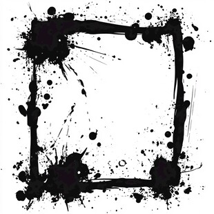 墨渍飞溅方形边框图案