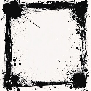 黑色墨渍方形边框装饰图