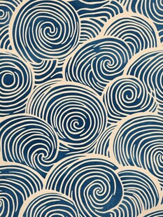 蓝白螺旋波浪纹图案设计