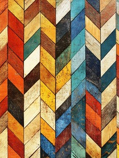 彩色人字纹拼接复古图案