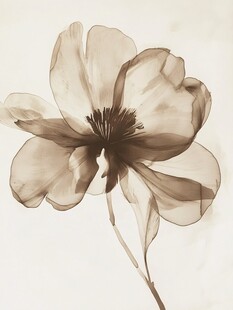 水墨风单朵花卉艺术画