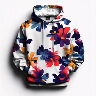 花卉图案连帽卫衣