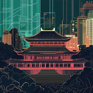 古风建筑与现代都市的碰撞