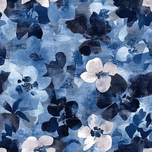 蓝调花卉抽象图案纹理