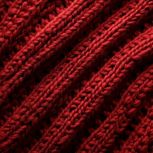 鲜艳红色针织纹理特写