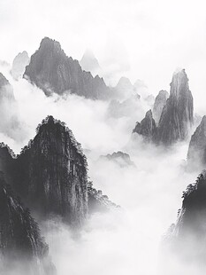 水墨山水间的云雾奇峰