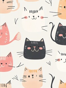 可爱猫咪无缝图案背景