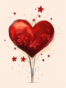爱心花朵星星梦幻插画
