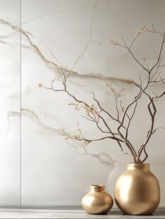 金色花瓶与枝艺装饰摆件