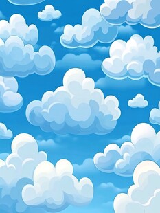 梦幻蓝天云朵卡通背景图