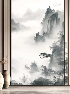 中式山水意境玄关装饰画