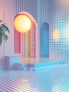 梦幻霓虹几何室内空间