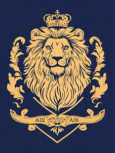 金色狮王徽章图案设计