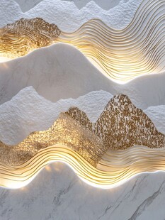 金色山峦立体墙面装饰