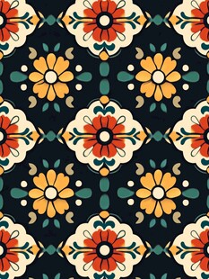 复古花卉几何图案无缝背景