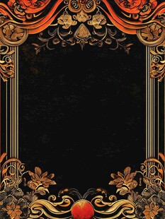 复古华丽黑金边框背景图