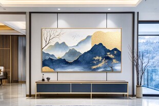 新中式客厅山水装饰画展示