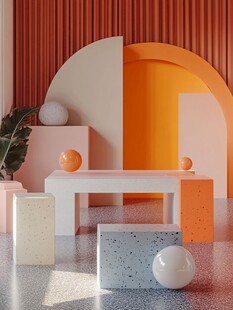 几何造型的多彩室内摆件