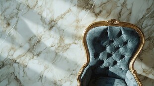 复古绒面座椅与大理石背景