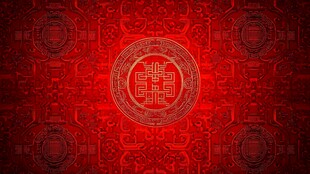 中式红底吉祥图案背景