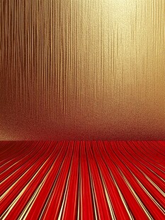 金色背景配红色条纹地面