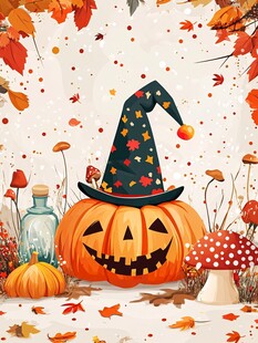 南瓜巫师的秋日奇幻场景