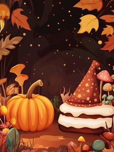 魔法森林中的万圣奇幻景象