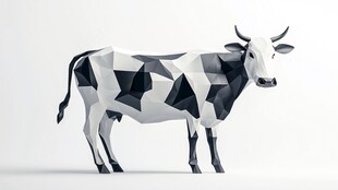 几何风黑白奶牛立体模型