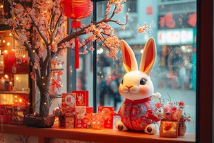 萌兔贺岁 店内新春装饰