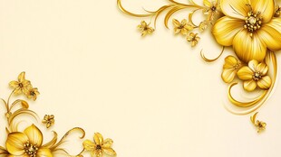 金色花卉装饰边角背景图
