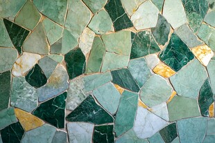 绿调碎拼马赛克墙面纹理