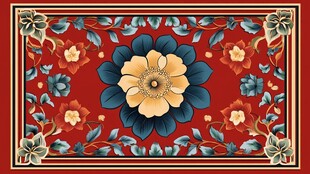 中式花卉图案精美地毯