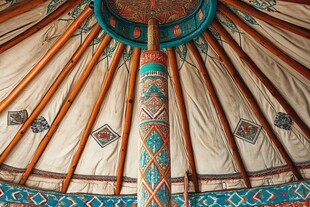 蒙古包内部精美装饰细节