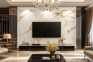 豪华客厅大理石电视背景墙