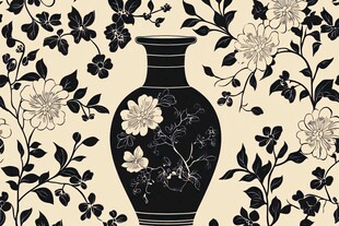 中式花瓶花卉图案背景图