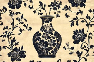 青花瓷瓶花卉图案设计