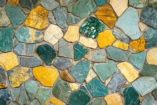 彩色碎拼石墙面纹理