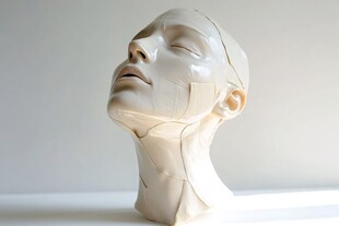 白色拼接人头雕塑艺术品