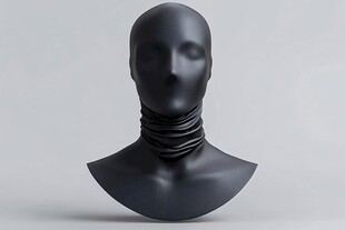 黑色颈纹模特头雕塑