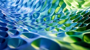 梦幻蓝绿渐变立体蜂巢图案