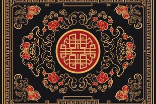 中式传统福寿花纹图案